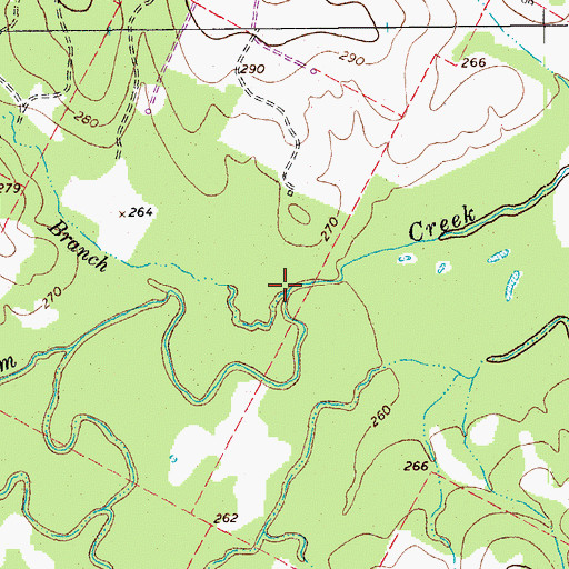 Topographic Map of Wickey Branch, TX