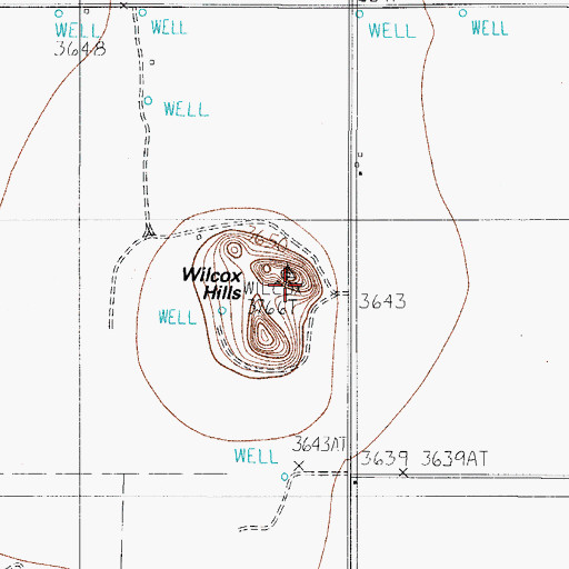 Topographic Map of Wilcox Hills, TX