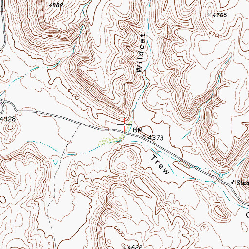 Topographic Map of Wildcat Canyon, TX