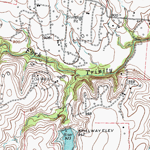 Topographic Map of Wildcat Creek, TX
