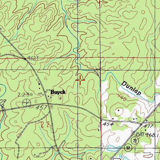 Topographic Map of Buyck Church, AL
