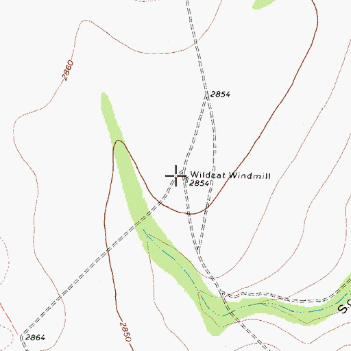 Topographic Map of Wildcat Windmill, TX