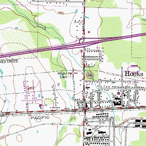 Topographic Map of Wilder Cemetery, TX