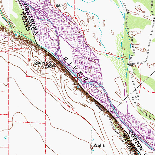 Topographic Map of Wildhorse Creek, TX