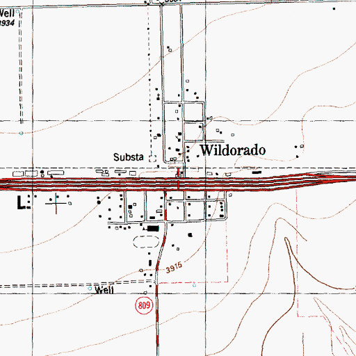 Topographic Map of Wildorado, TX