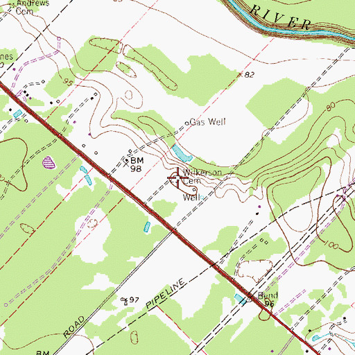 Topographic Map of Wilkerson Cemetery, TX