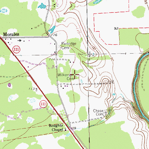 Topographic Map of Wilkerson Cemetery, TX