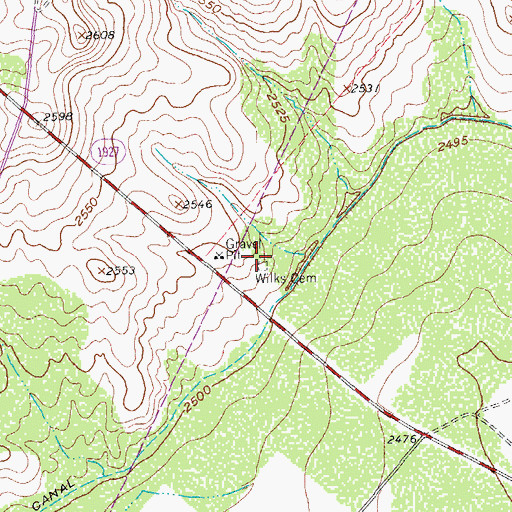Topographic Map of Wilks Cemetery, TX
