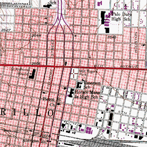 Topographic Map of Will Rogers Park, TX
