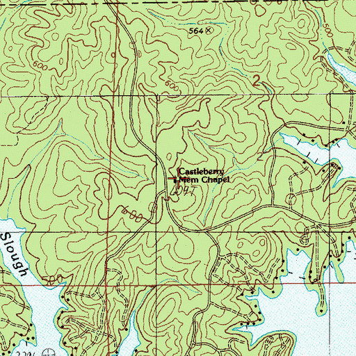Topographic Map of Castleberry Memorial Chapel, AL