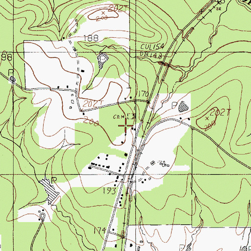 Topographic Map of Williams Cemetery, TX