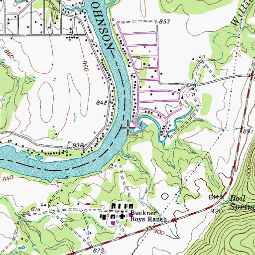 Topographic Map of Williams Creek, TX