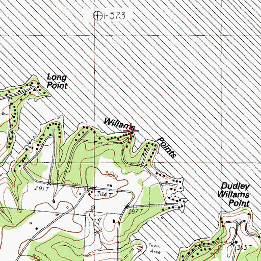 Topographic Map of Williams Point, TX