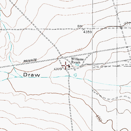 Topographic Map of Williams Ranch, TX