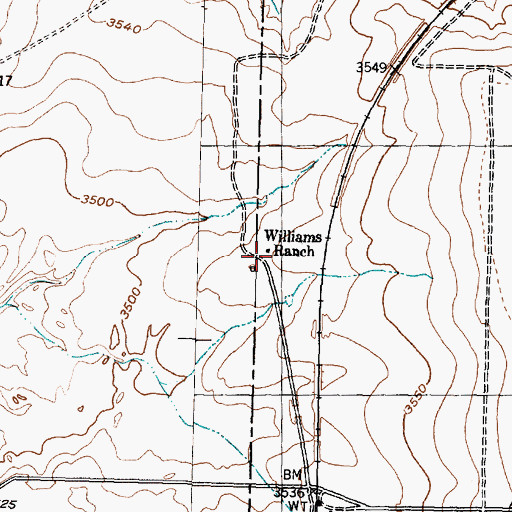 Topographic Map of Williams Ranch, TX