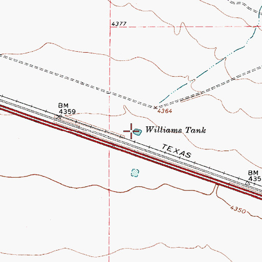 Topographic Map of Williams Tank, TX