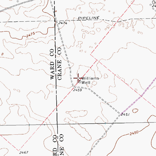 Topographic Map of Williams Well, TX