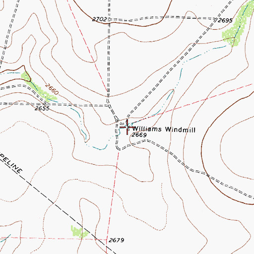 Topographic Map of Williams Windmill, TX