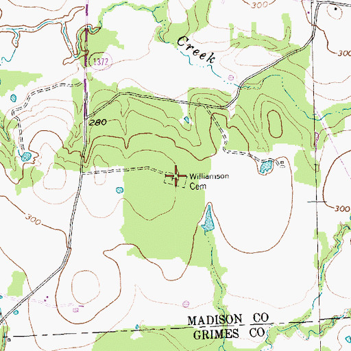 Topographic Map of Williamson Cemetery, TX