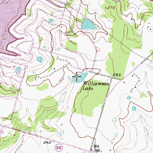 Topographic Map of Williamson Lake, TX