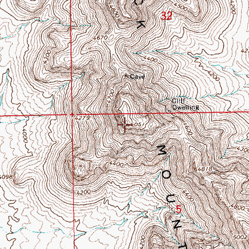 Topographic Map of Whitlock Mountains, AZ