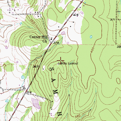 Topographic Map of Willis Lookout, TX
