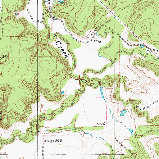 Topographic Map of Willoughby Creek, TX