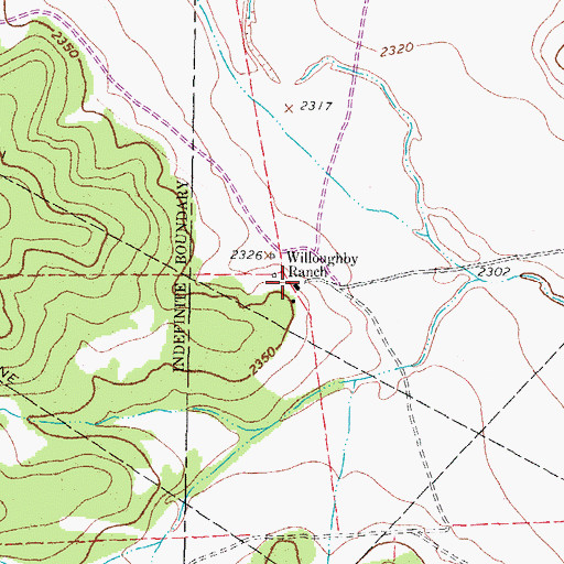 Topographic Map of Willoughby Ranch, TX