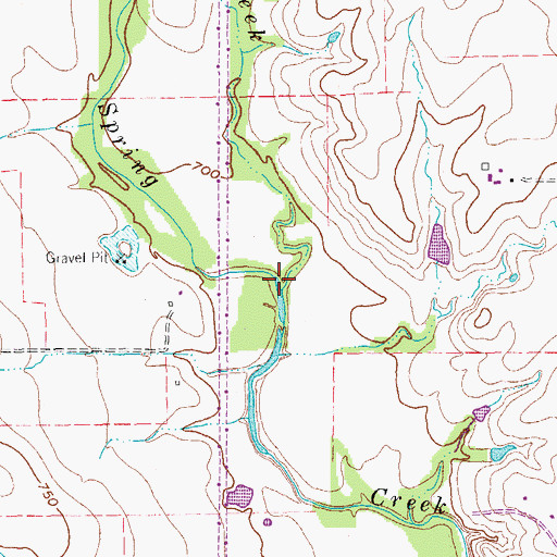 Topographic Map of Willow Creek, TX