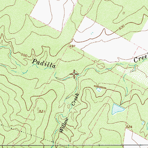 Topographic Map of Willow Creek, TX