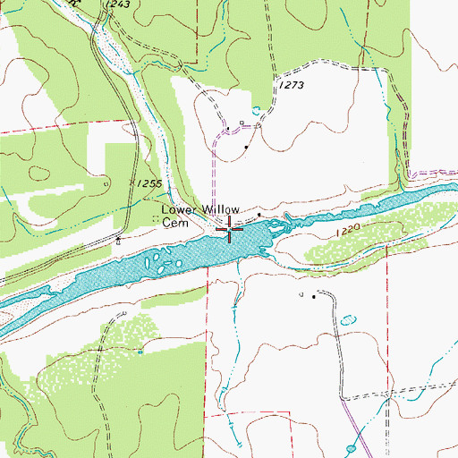 Topographic Map of Willow Creek, TX