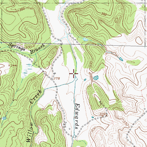 Topographic Map of Willow Creek, TX