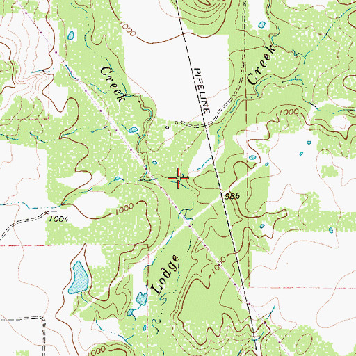 Topographic Map of Willow Creek, TX