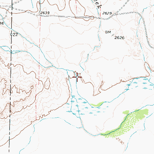 Topographic Map of Willow Creek, TX