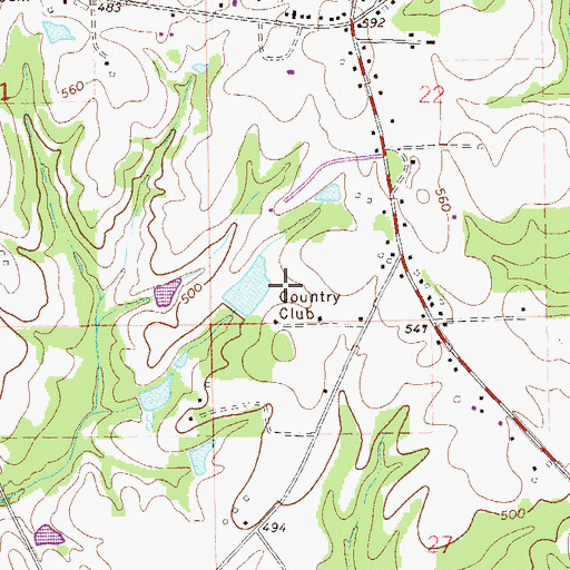 Topographic Map of Club Yamas and Golf Course, AL