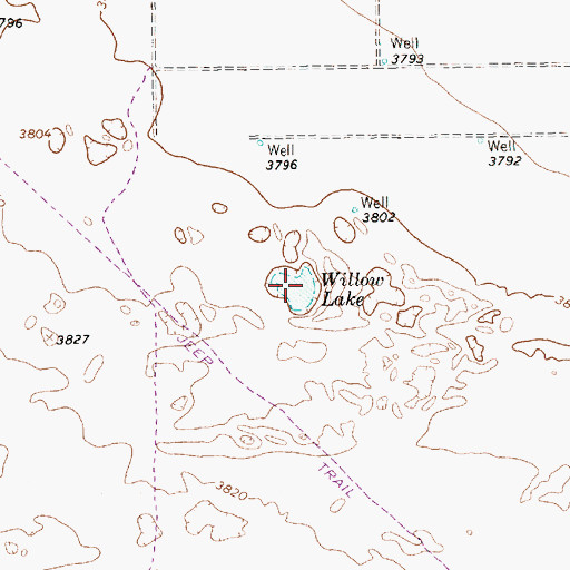 Topographic Map of Willow Lake, TX