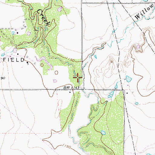 Topographic Map of Willow Pond Creek, TX