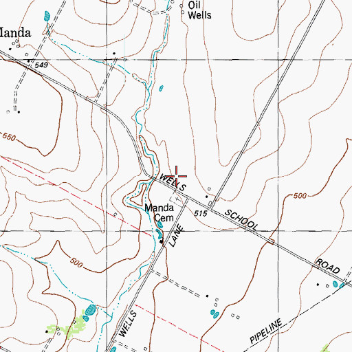 Topographic Map of Willow Ranch School, TX