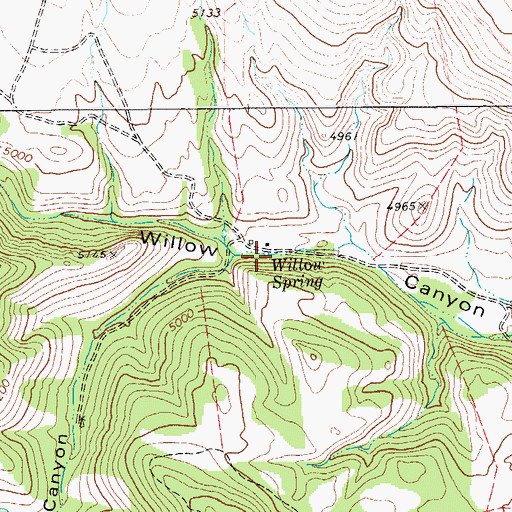 Topographic Map of Willow Spring, TX