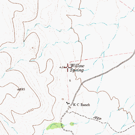 Topographic Map of Willow Spring, TX