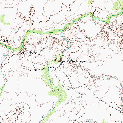 Topographic Map of Willow Spring, TX