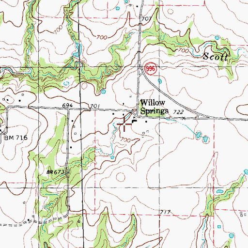 Topographic Map of Willow Springs School, TX