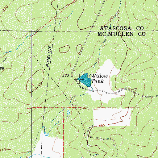 Topographic Map of Willow Tank, TX