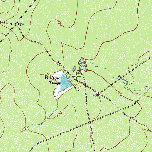 Topographic Map of Willow Tank, TX