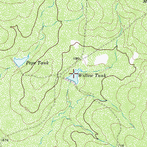 Topographic Map of Willow Tank, TX