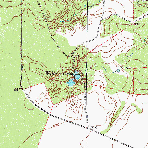Topographic Map of Willow Tank, TX