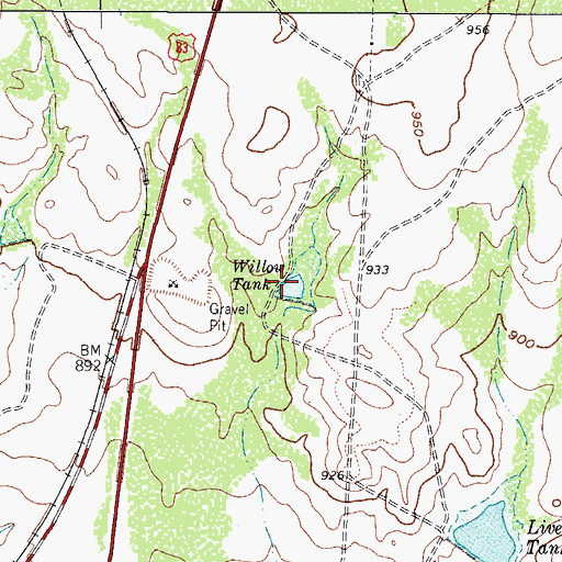Topographic Map of Willow Tank, TX
