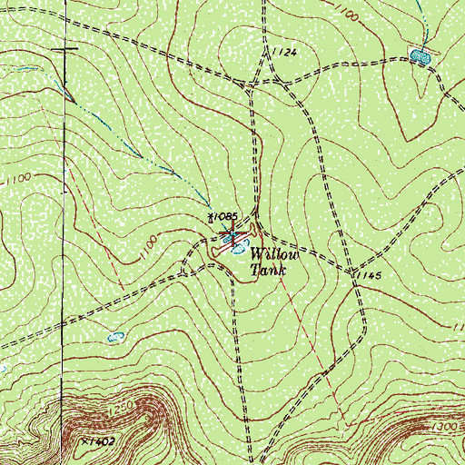 Topographic Map of Willow Tank, TX