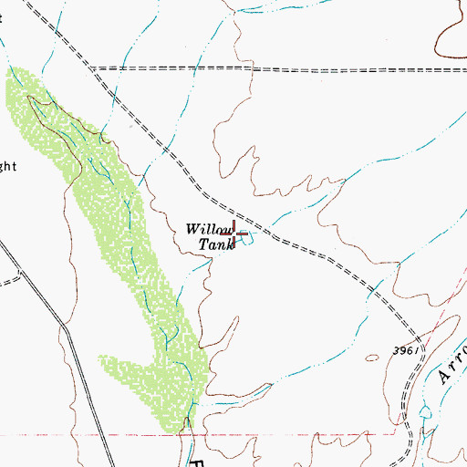 Topographic Map of Willow Tank, TX