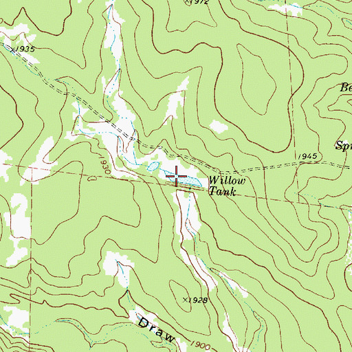 Topographic Map of Willow Tank, TX